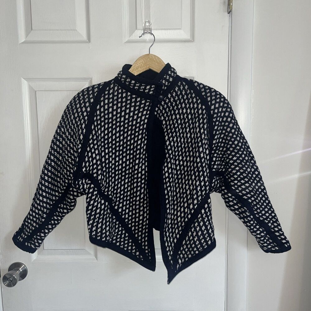 ESCADA RARE VINTAGE KNIT BOMBER JACKET NAVY Size 38